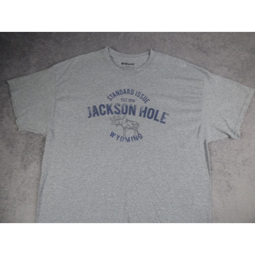 Ouray Mens Jackson Hole Wyoming Moose Graphic T-Shirt Gray 2X Short Sleeve